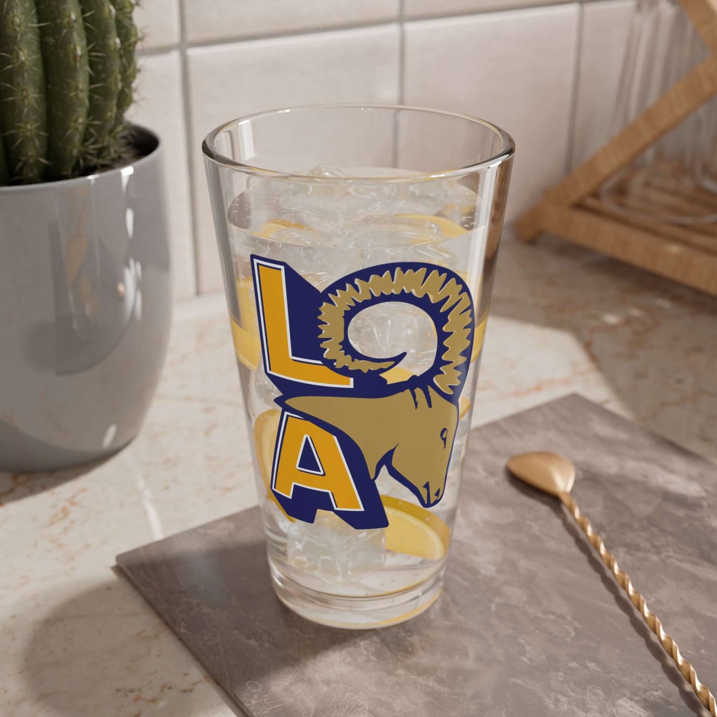 LA Rams Football 16oz Drinking Glass Perfect Gift for Fans