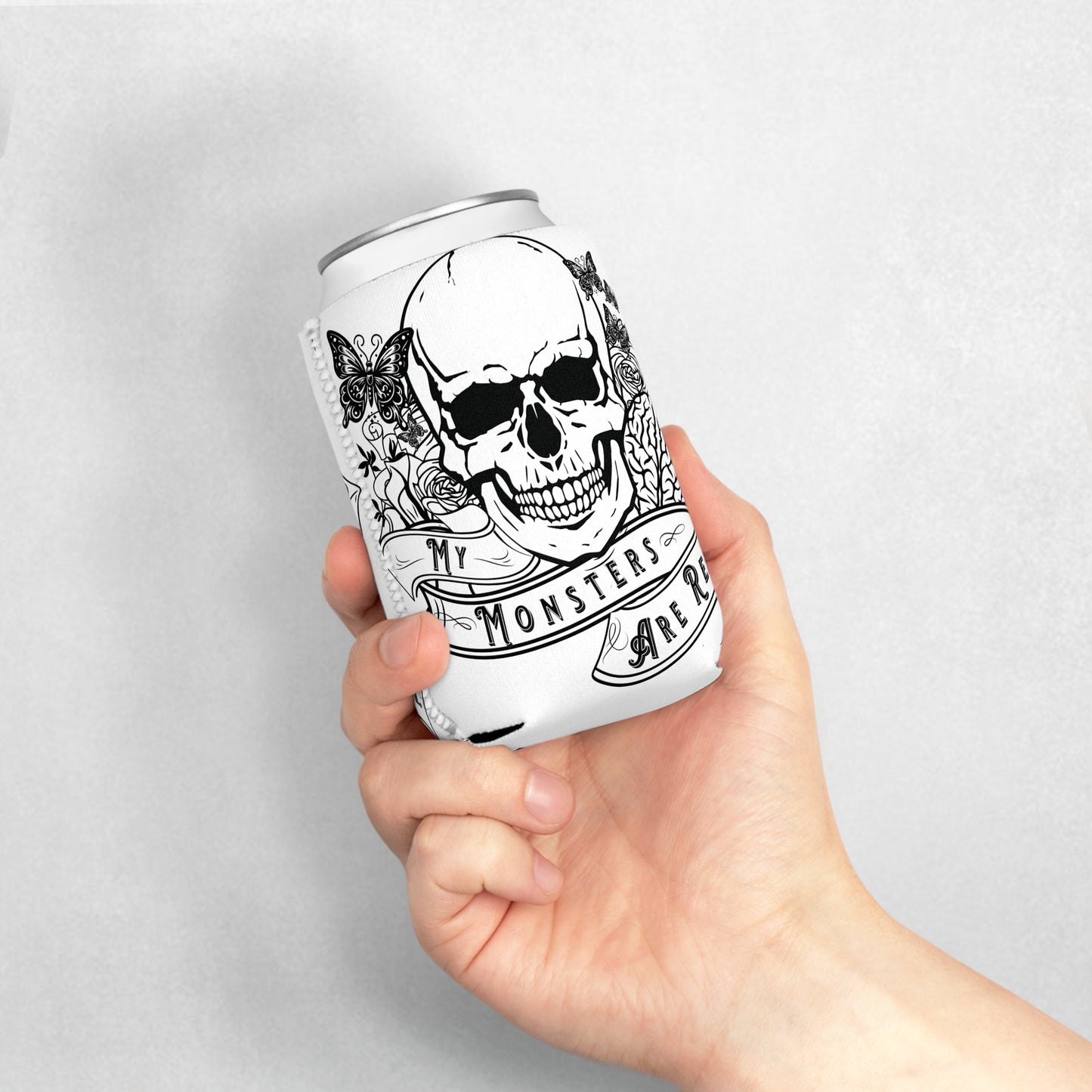 Skull 'My Monsters Are Real' Can Cooler Sleeve