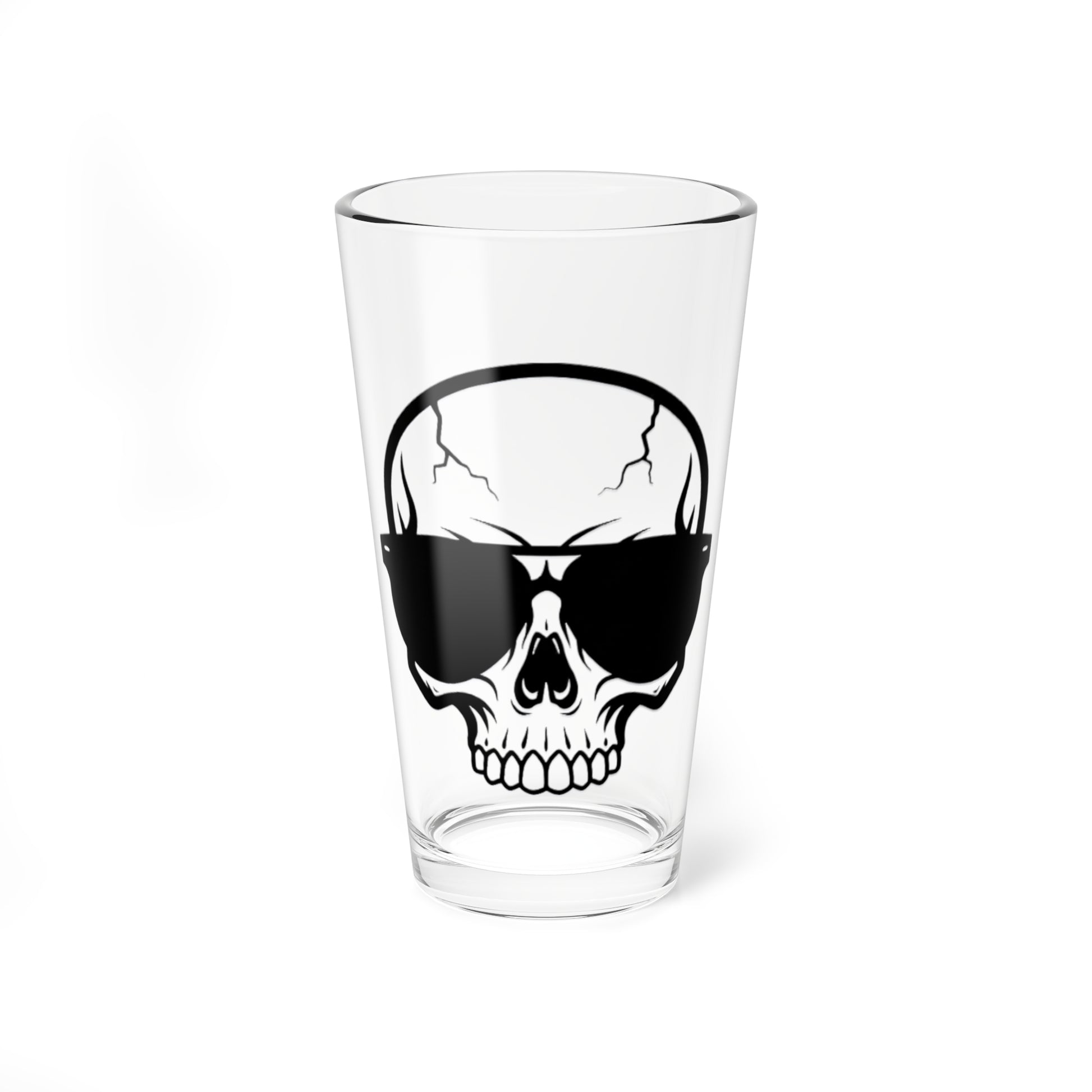 Skull with Sunglasses Pint Glass – 16oz Gothic Barware - The Jolly Bobber 