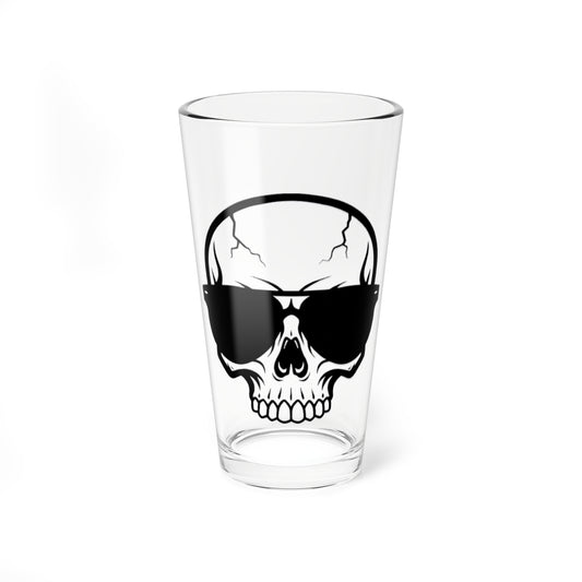Skull with Sunglasses Pint Glass – 16oz Gothic Barware - The Jolly Bobber 