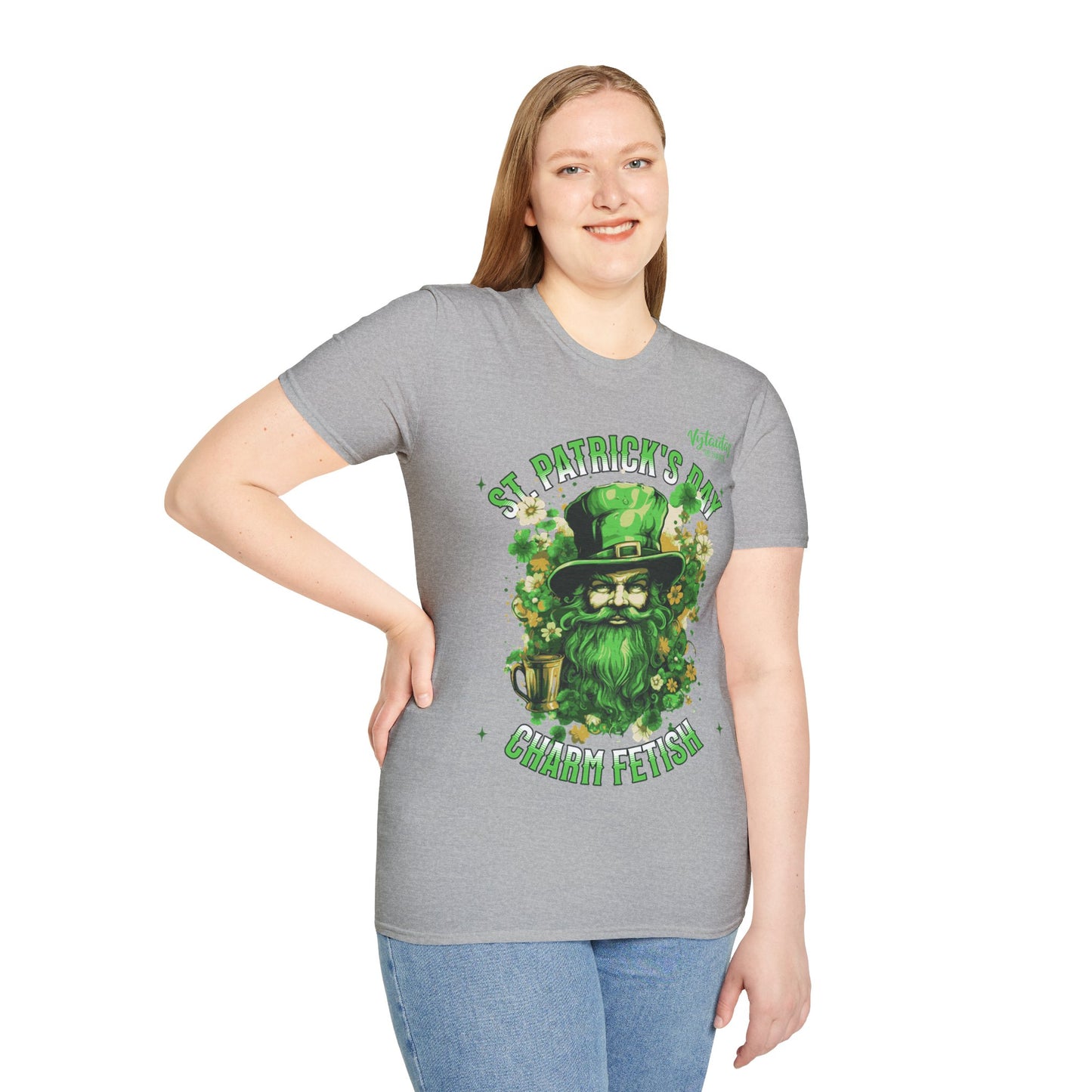 Vytautas St. Patrick's Day Leprechaun T-Shirt — "Charm Fetish" Green Beer & Shamrock Design