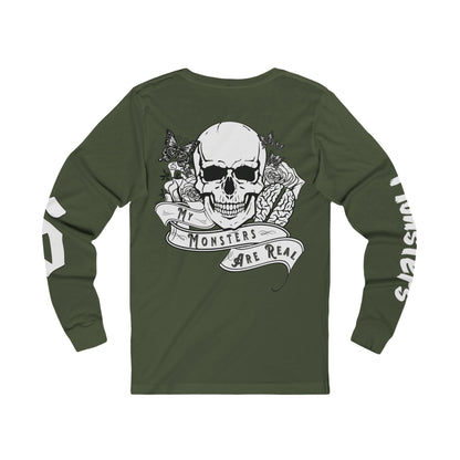 ShineDown Long Sleeve Tee — 'Monsters Are Real' Skull & Roses Gothic Graphic