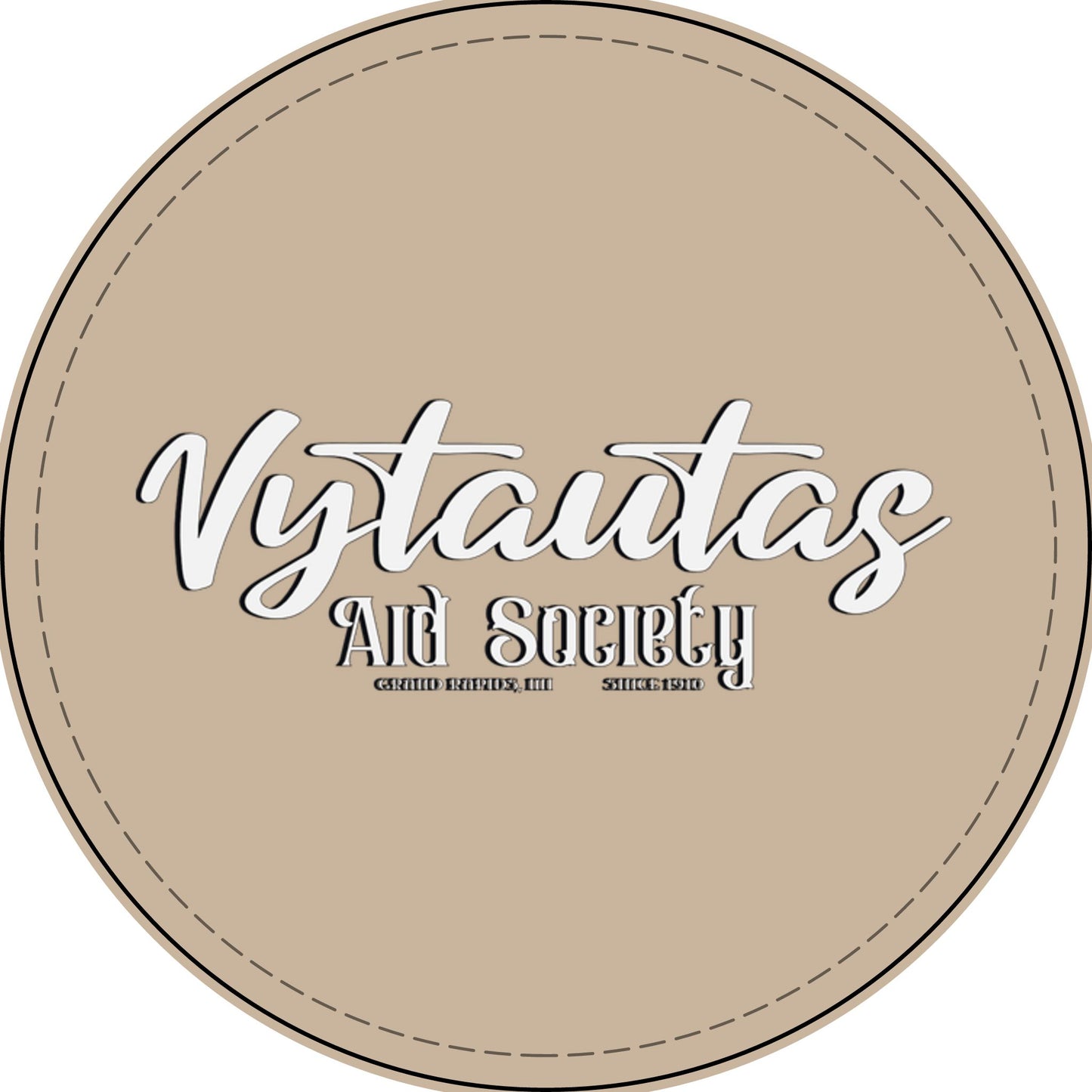 Faux Leather Patch — "Vytautas Aid Society" Engraved "Heat Press On" Badge