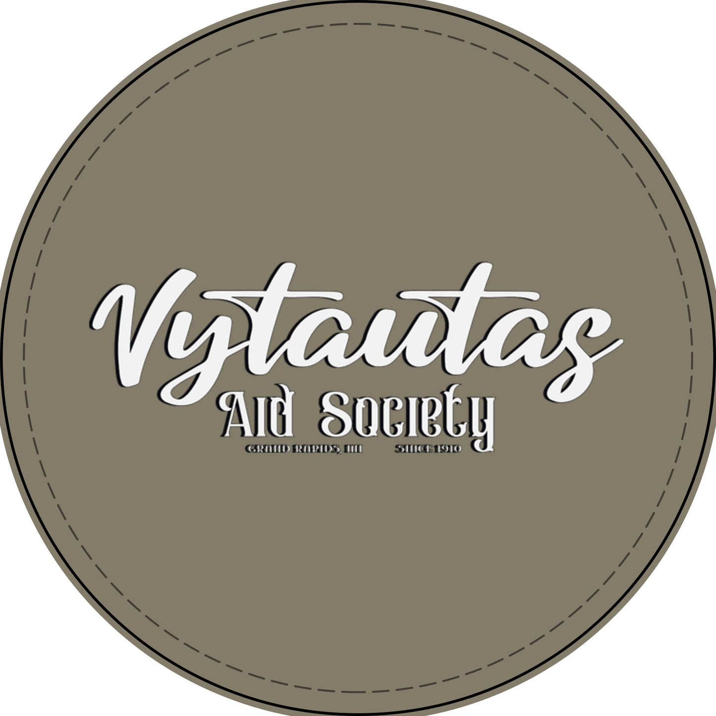 Faux Leather Patch — "Vytautas Aid Society" Engraved "Heat Press On" Badge
