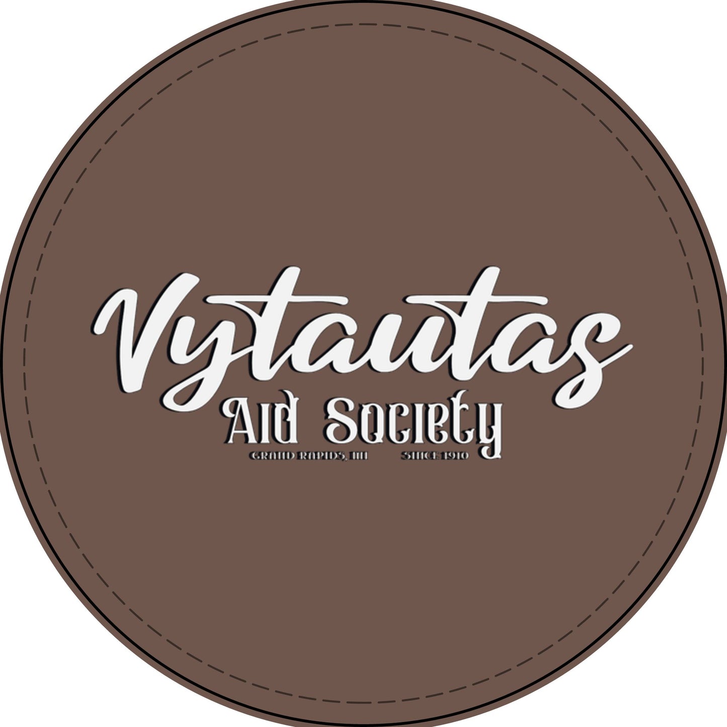 Faux Leather Patch — "Vytautas Aid Society" Engraved "Heat Press On" Badge