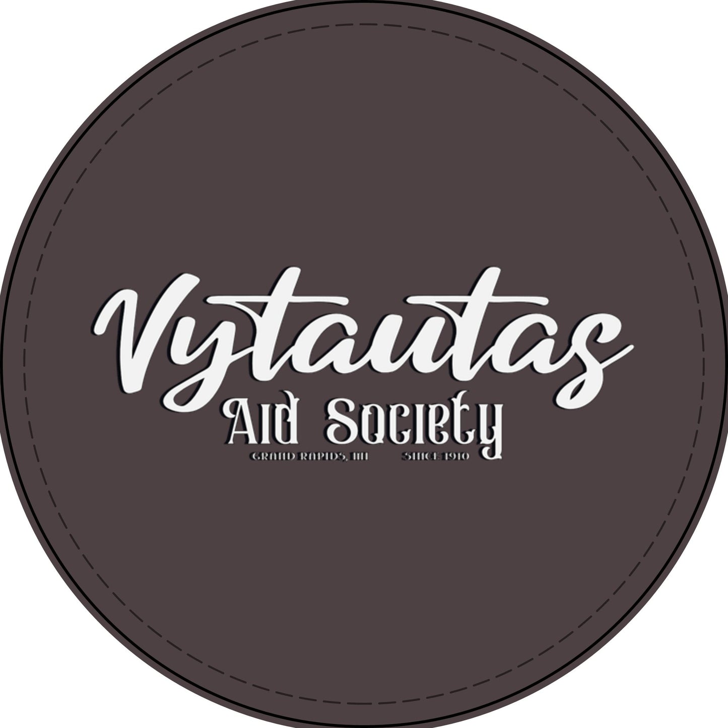 Faux Leather Patch — "Vytautas Aid Society" Engraved "Heat Press On" Badge
