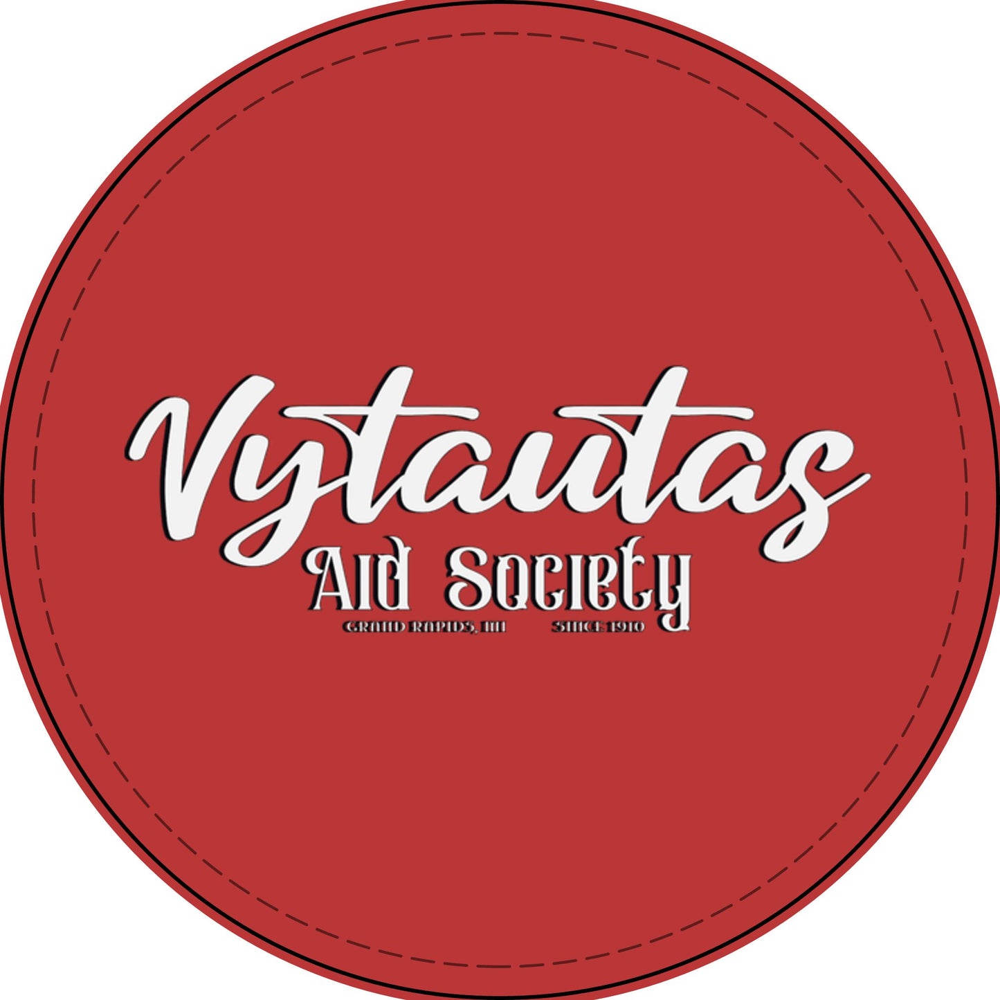 Faux Leather Patch — "Vytautas Aid Society" Engraved "Heat Press On" Badge