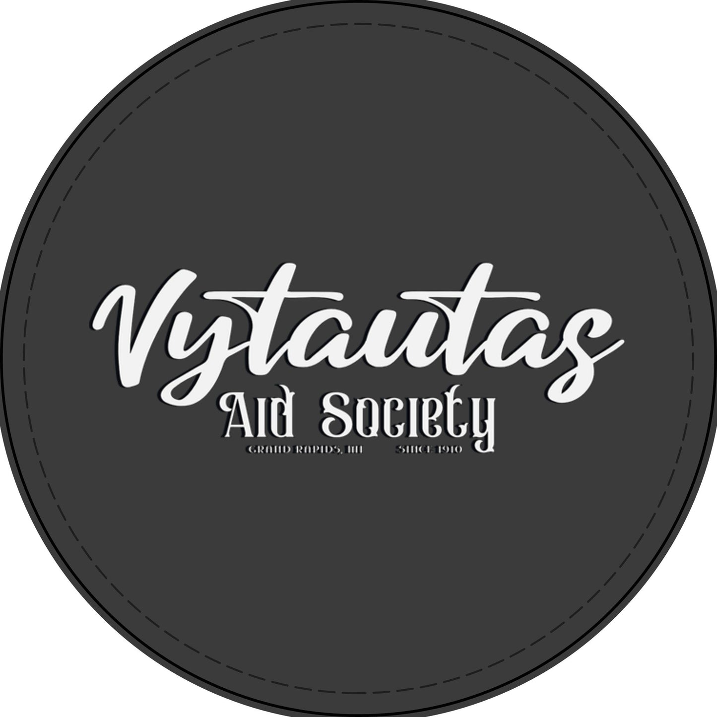 Faux Leather Patch — "Vytautas Aid Society" Engraved "Heat Press On" Badge