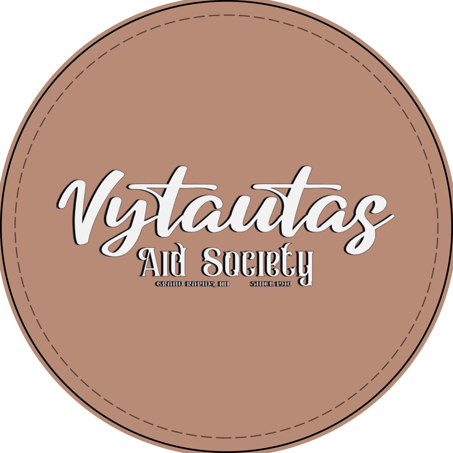 Faux Leather Patch — "Vytautas Aid Society" Engraved "Heat Press On" Badge