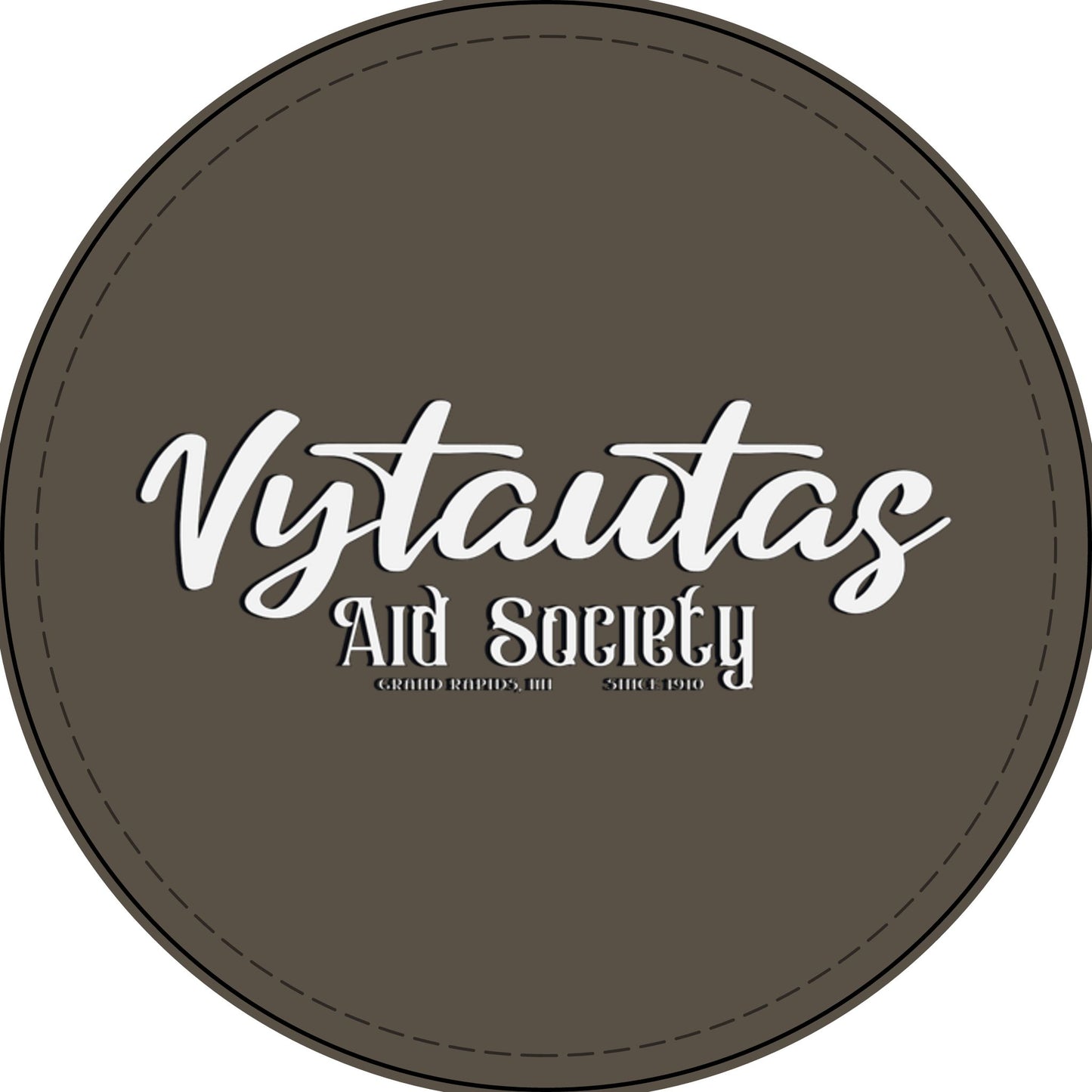 Faux Leather Patch — "Vytautas Aid Society" Engraved "Heat Press On" Badge