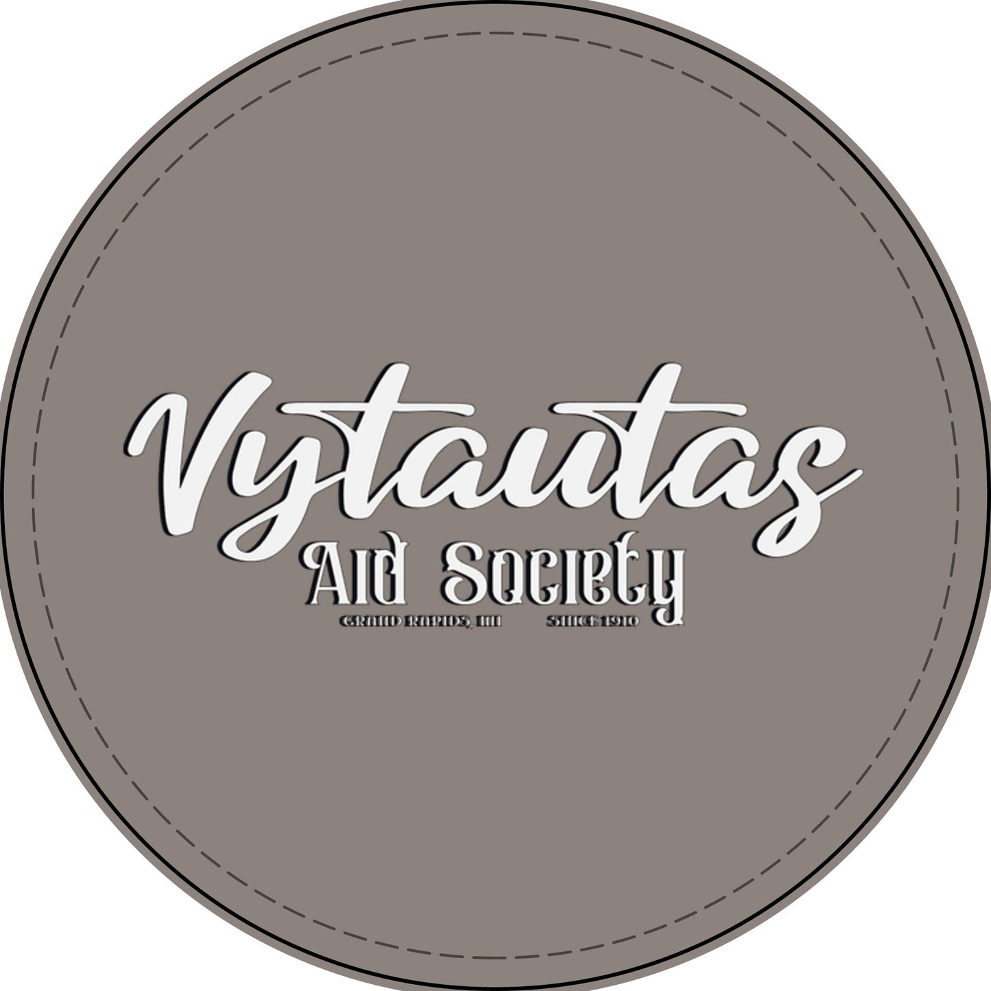 Faux Leather Patch — "Vytautas Aid Society" Engraved "Heat Press On" Badge