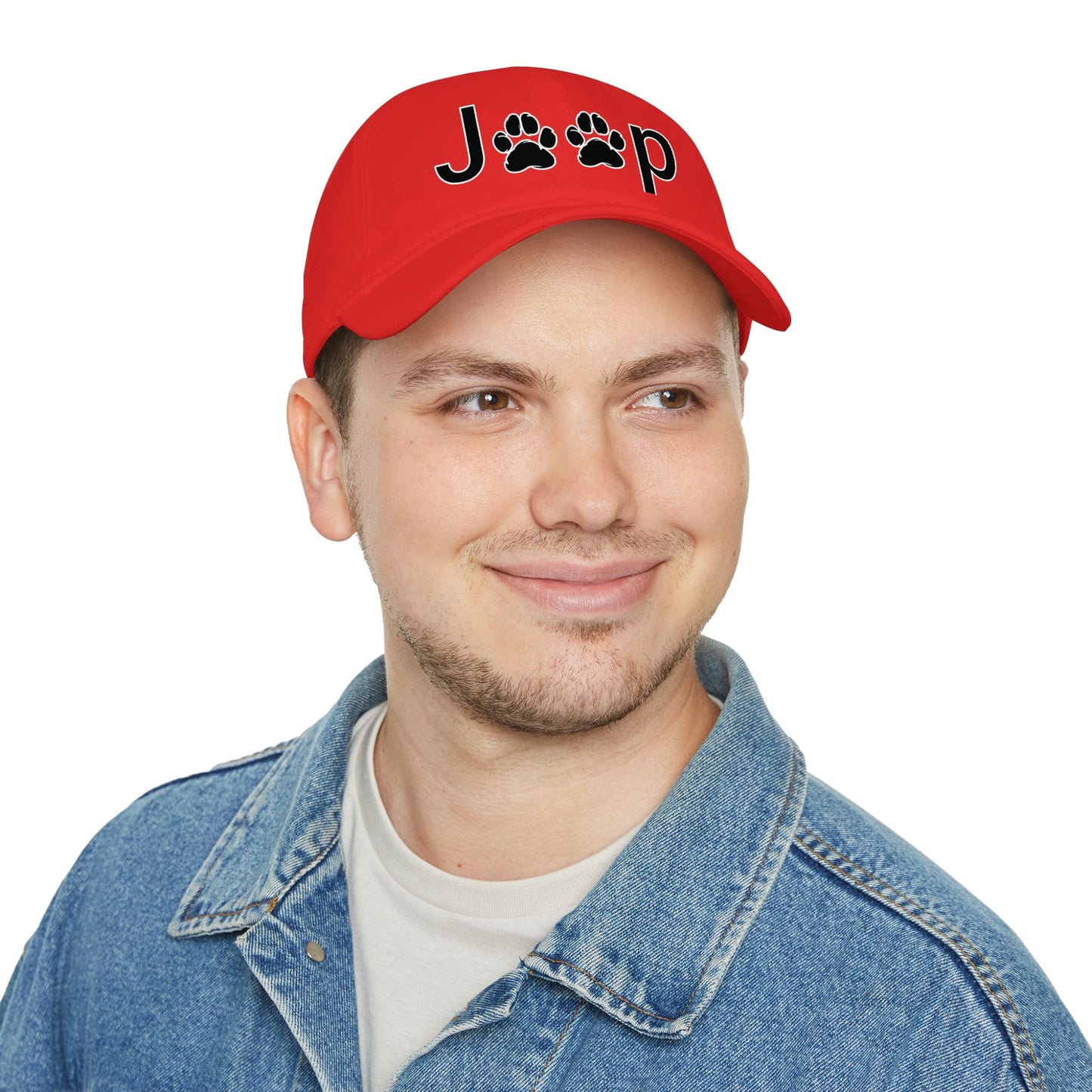Jeep Paw Print Cap – Red Low Profile Baseball Hat for Dog & Jeep Lovers
