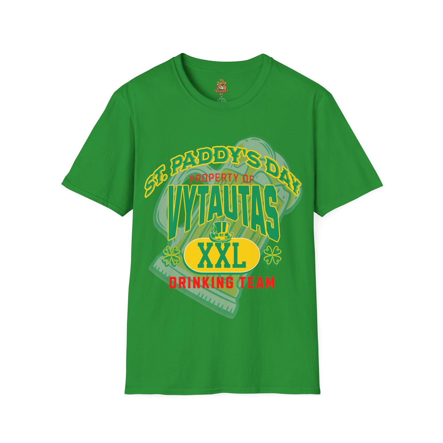 Vytautas St. Patrick's Day Leprechaun T-Shirt 2 — "Drinking Team" Green Beer & Shamrock Design