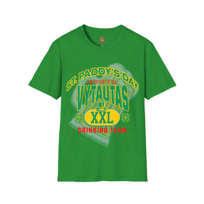 Vytautas St. Patrick's Day Leprechaun T-Shirt 2 — "Drinking Team" Green Beer & Shamrock Design