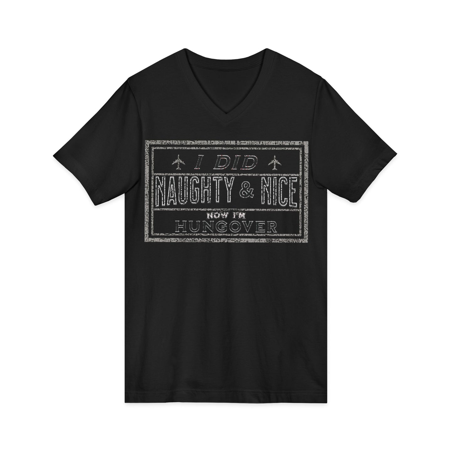 V-Neck Tee Naughty & Nice Fun Loving Holiday Party Shirt