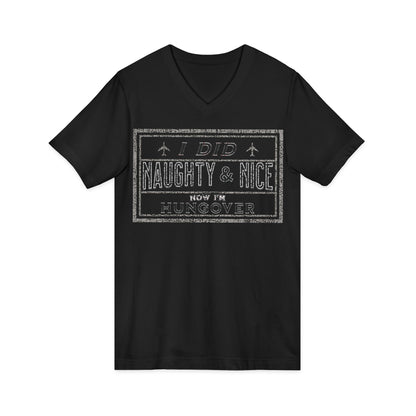 V-Neck Tee Naughty & Nice Fun Loving Holiday Party Shirt