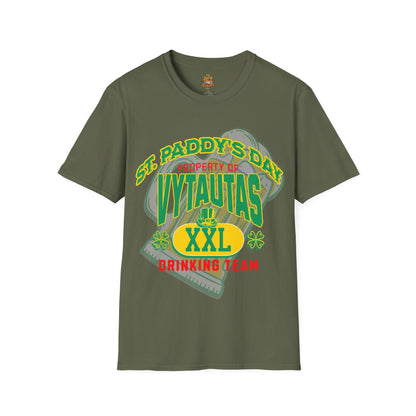 Vytautas St. Patrick's Day Leprechaun T-Shirt 2 — "Drinking Team" Green Beer & Shamrock Design