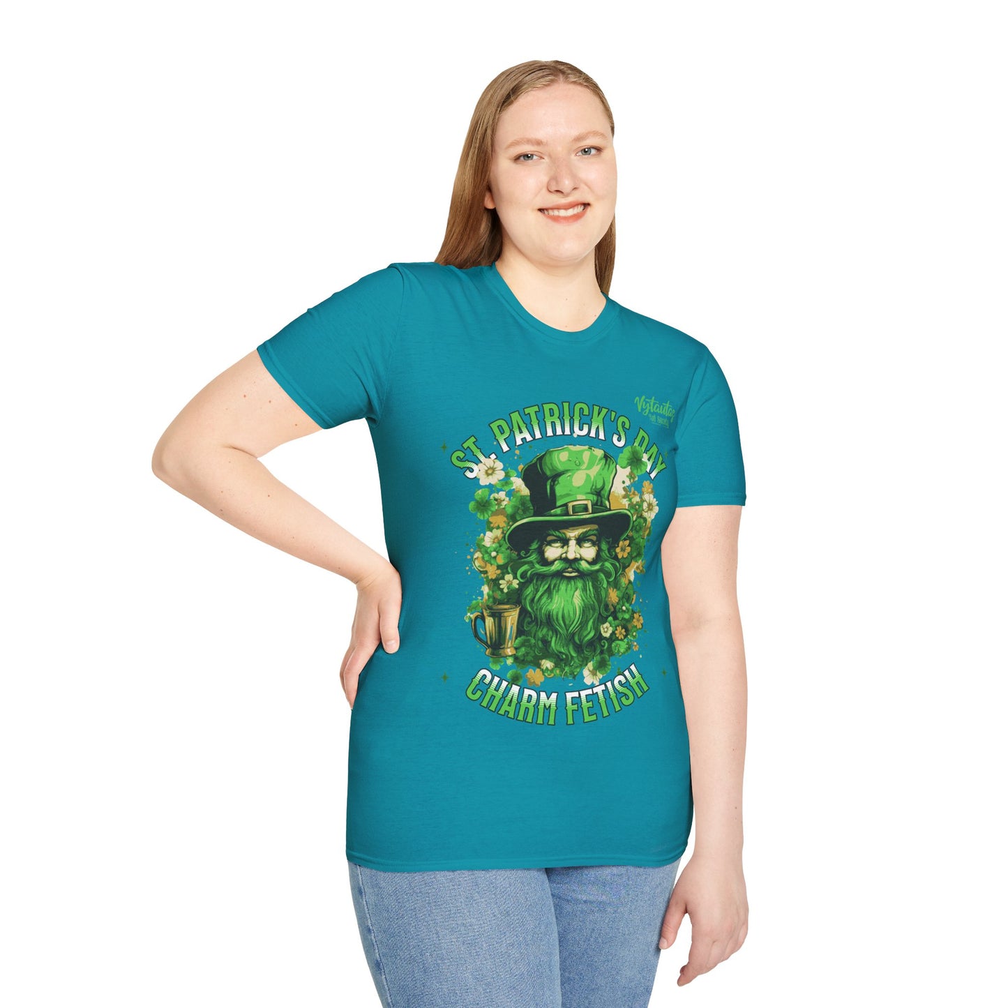 Vytautas St. Patrick's Day Leprechaun T-Shirt — "Charm Fetish" Green Beer & Shamrock Design