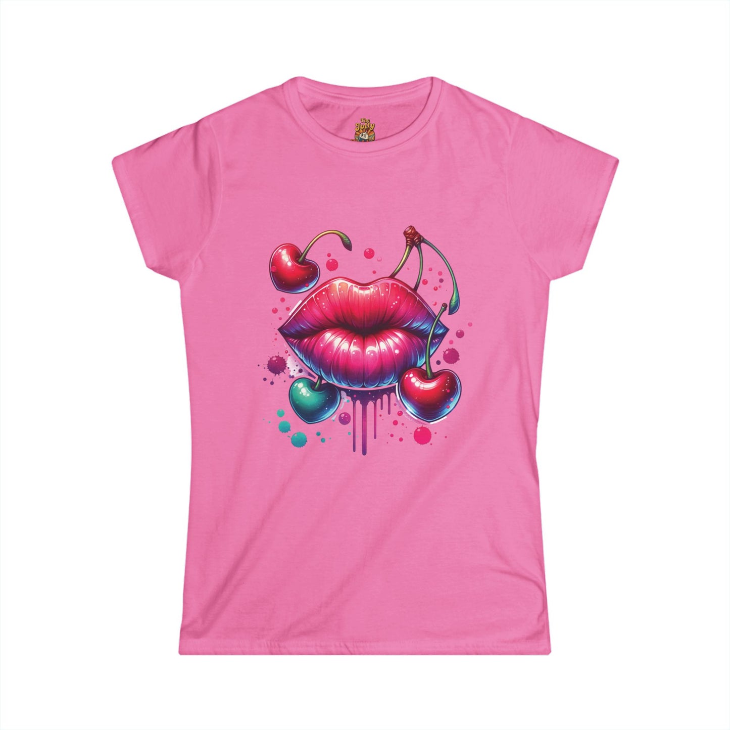 Colorful Lips and Cherries Graphic Tee - Cute Summer Shirt, Gift for Her, Valentine’s Day, Casual Wear, Trendy Fashion