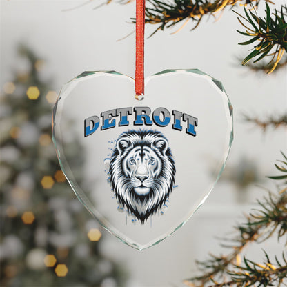 Detroit Crystal Glass Ornament, Heart-Shaped Holiday Decor, Personalized Gift, Home Decoration, Unique Souvenir