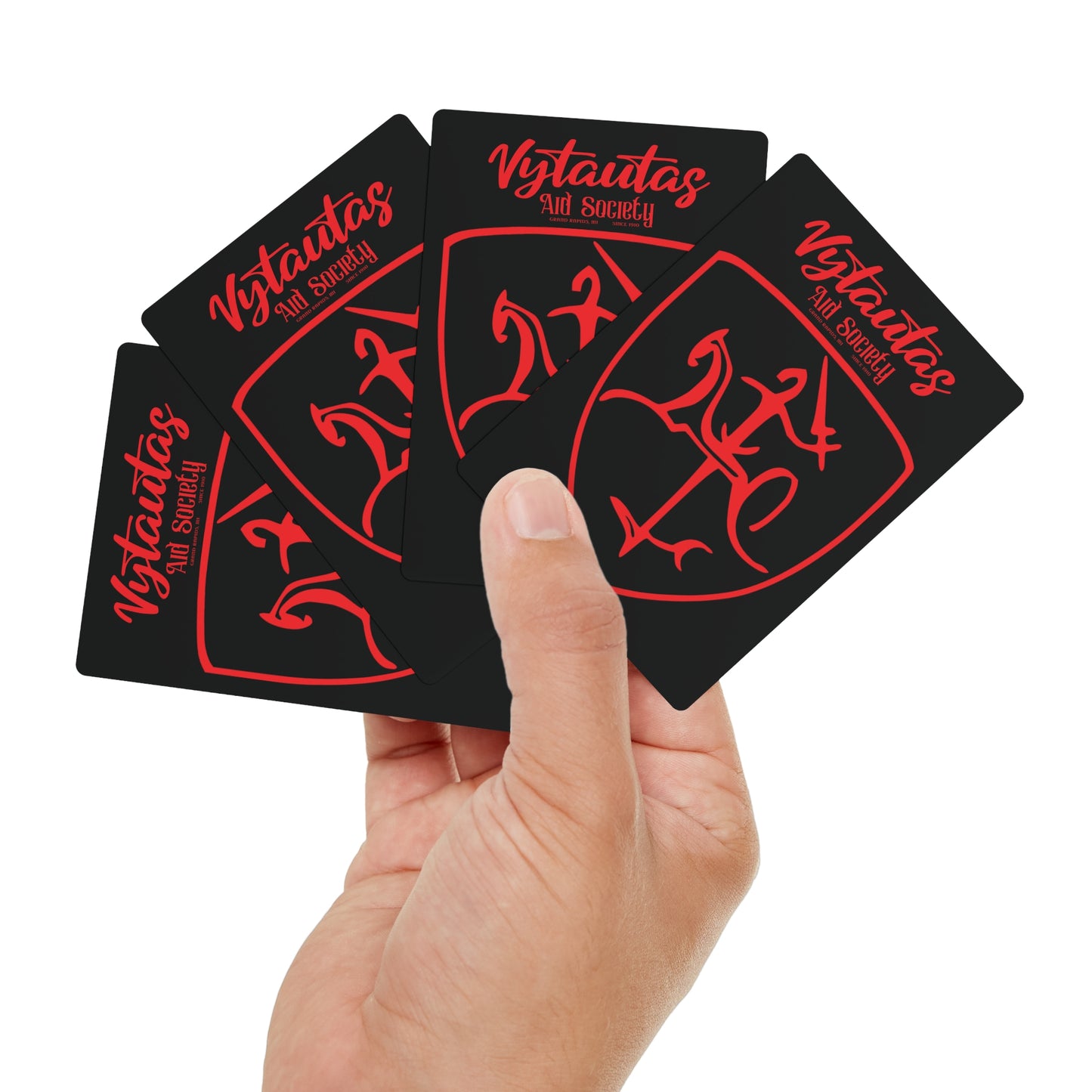 Vytautas Aid Society Red on Black Poker Playing Cards