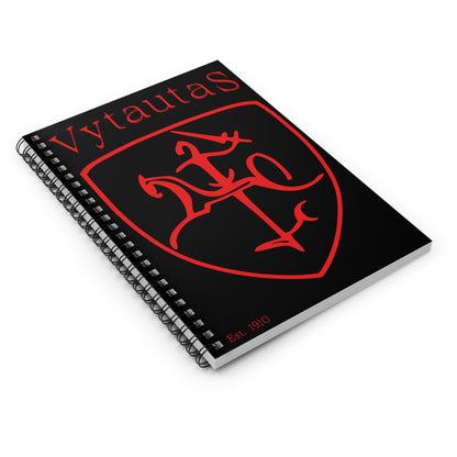 Red on Black Vytautas Shield Spiral Notebook — "Ruled" Journal (Est. 1910)