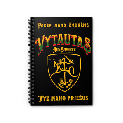 Vytautas Gold on Black Vytautas Shield Spiral Notebook — Journal (Est. 1910)