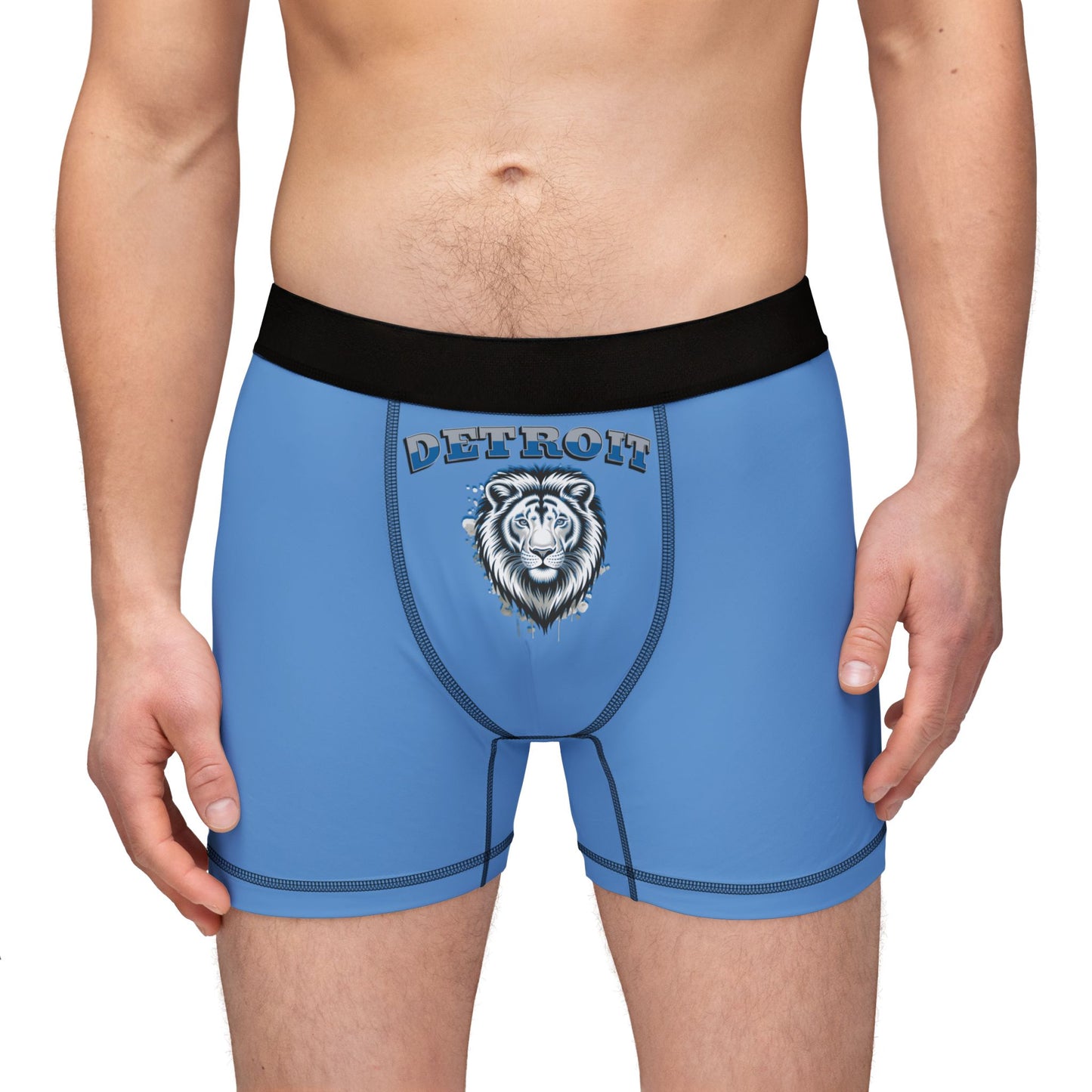 Blue Detroit Lions Men's Boxers - AOP, Funny Gift for Sports Fans, Comfort Wear, Game Day Apparel, Unique Men's Underwear