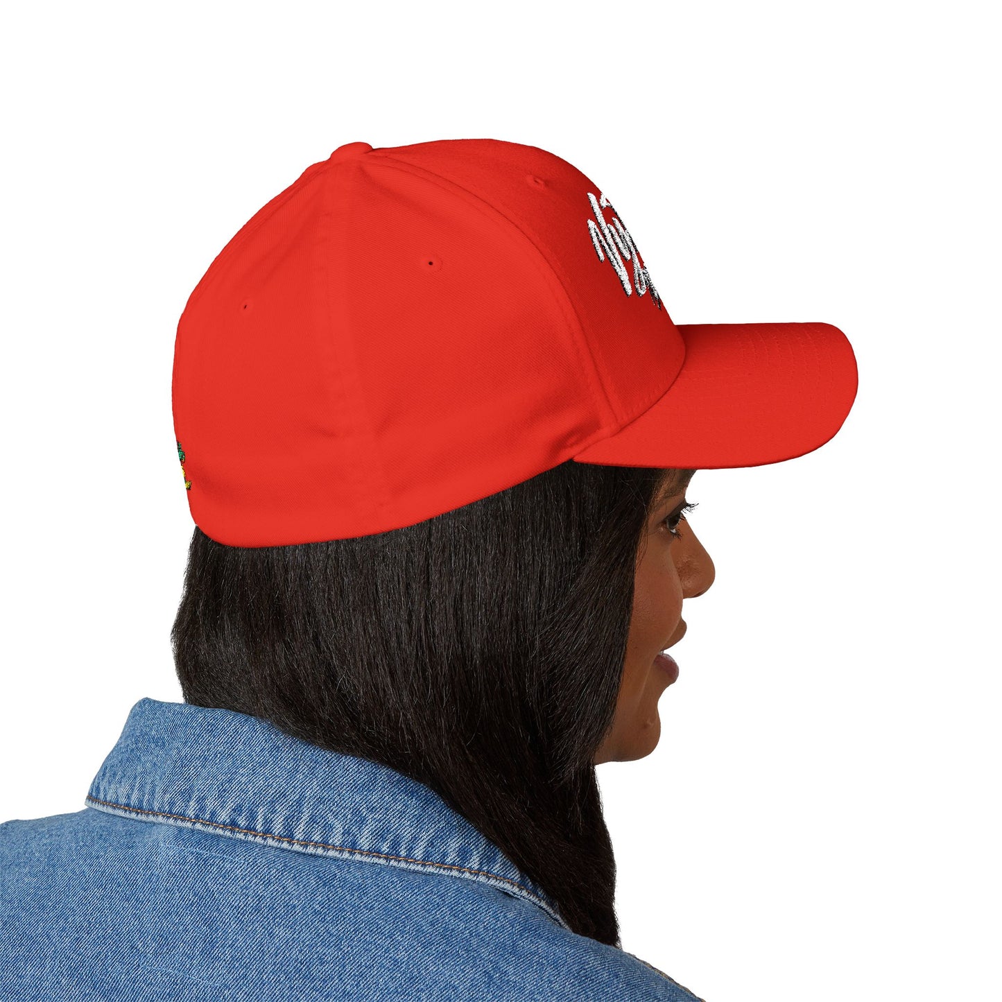 Vytautas Fitted Embroidered Cap — Retro Script Logo Fitted Baseball Hat