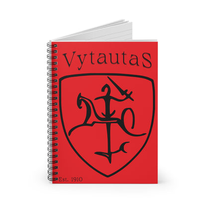 Vytautas Shield Spiral Notebook 2 — New Black on Red Journal (Est. 1910)