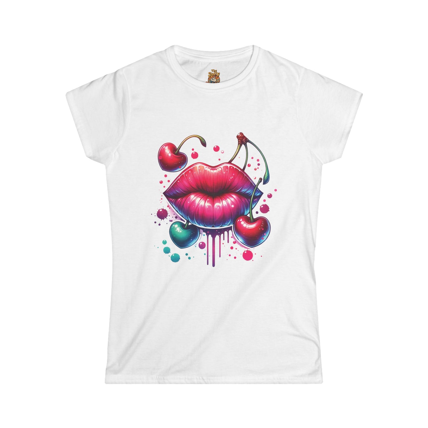 Colorful Lips and Cherries Graphic Tee - Cute Summer Shirt, Gift for Her, Valentine’s Day, Casual Wear, Trendy Fashion