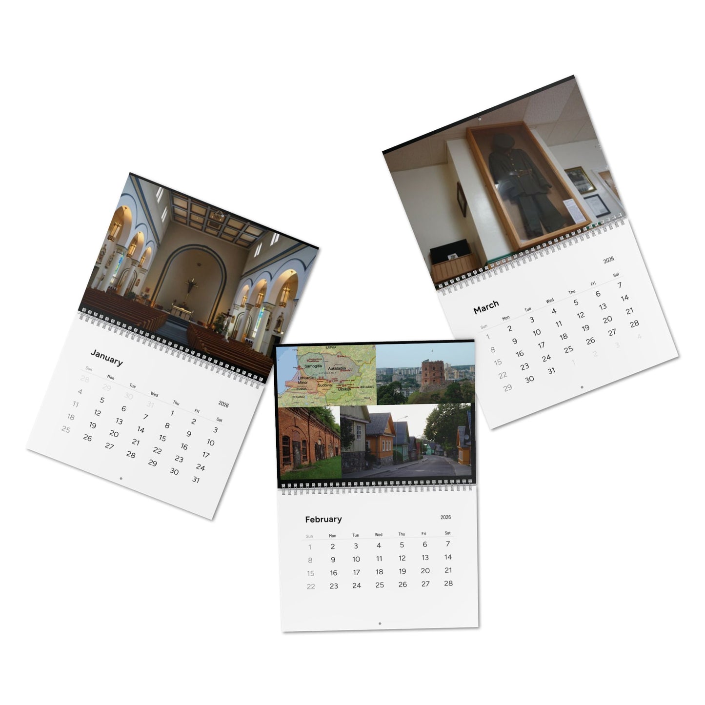 Lithuanian 2026 Wall Calendar — Historic Photos and local Vytautus Mi Photos, Monthly Planner