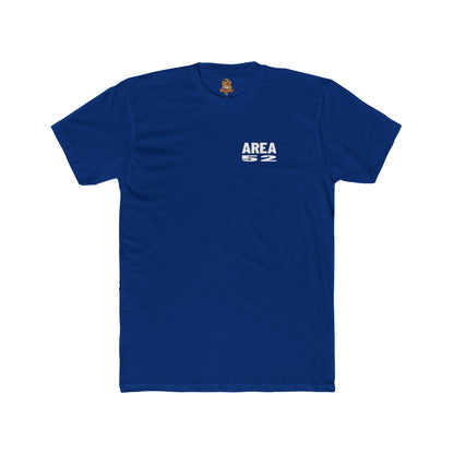 Area 52 Luther MI Stamp T-Shirt — "Work Hard Play Hard Stay Weird" Vintage Badge Tee