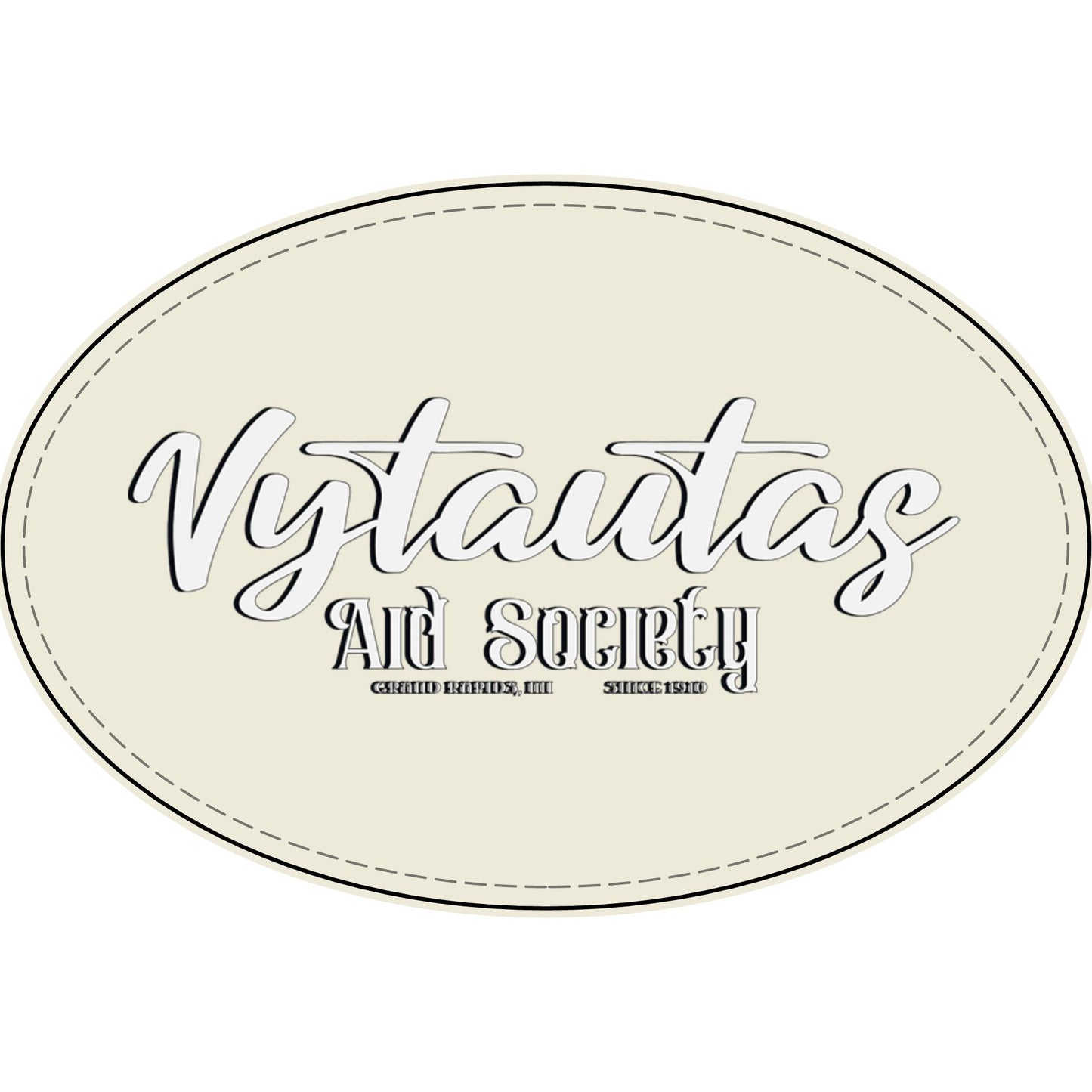 Faux Leather Patch — "Vytautas Aid Society" Engraved "Heat Press On" Badge