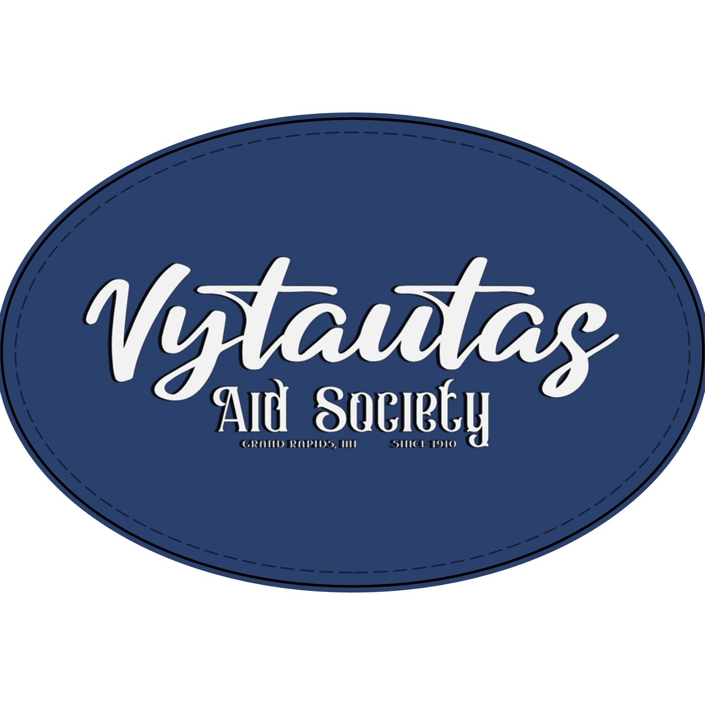 Faux Leather Patch — "Vytautas Aid Society" Engraved "Heat Press On" Badge