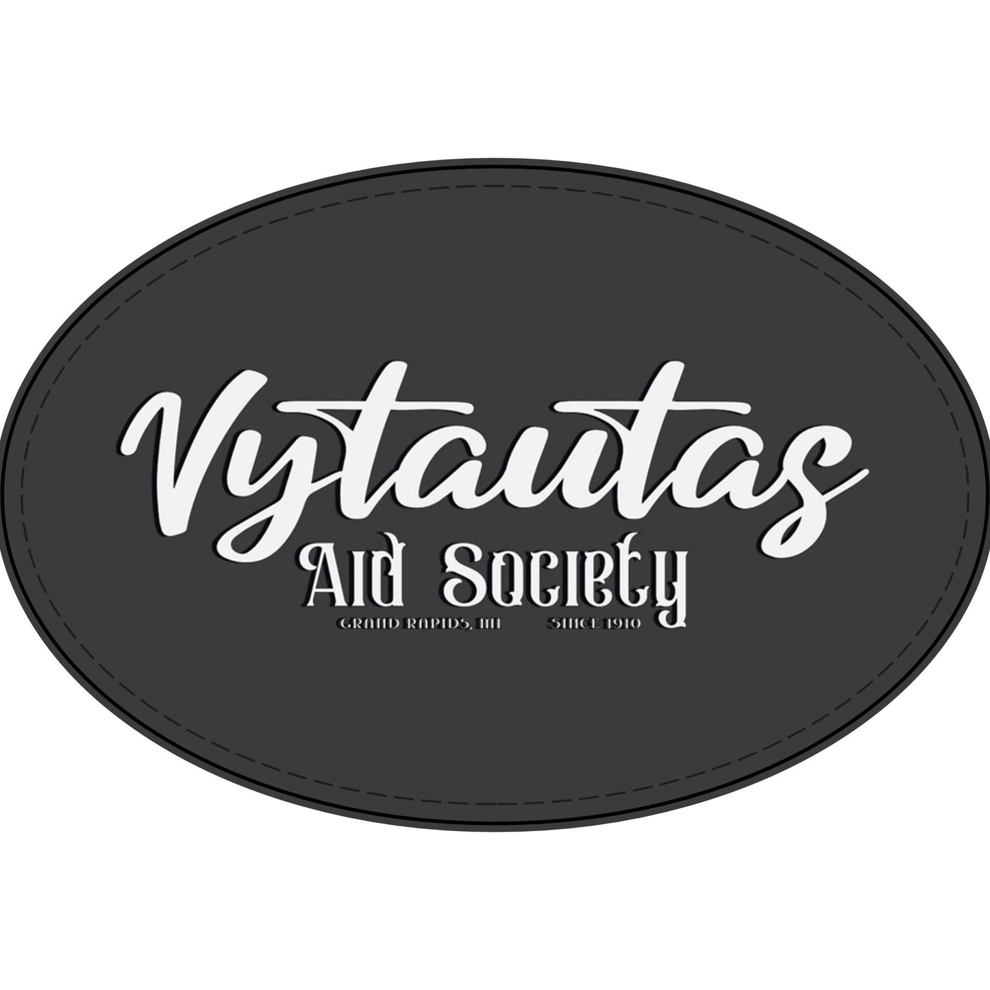 Faux Leather Patch — "Vytautas Aid Society" Engraved "Heat Press On" Badge