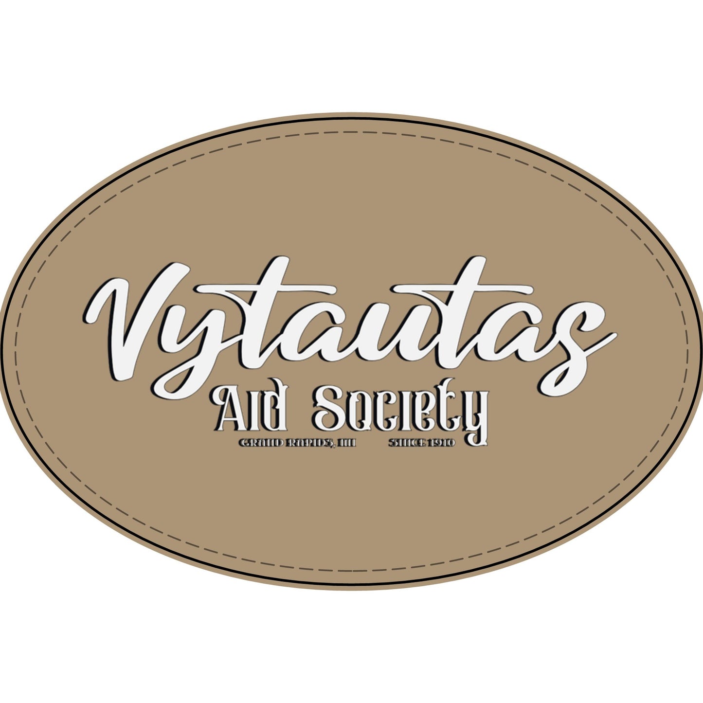 Faux Leather Patch — "Vytautas Aid Society" Engraved "Heat Press On" Badge