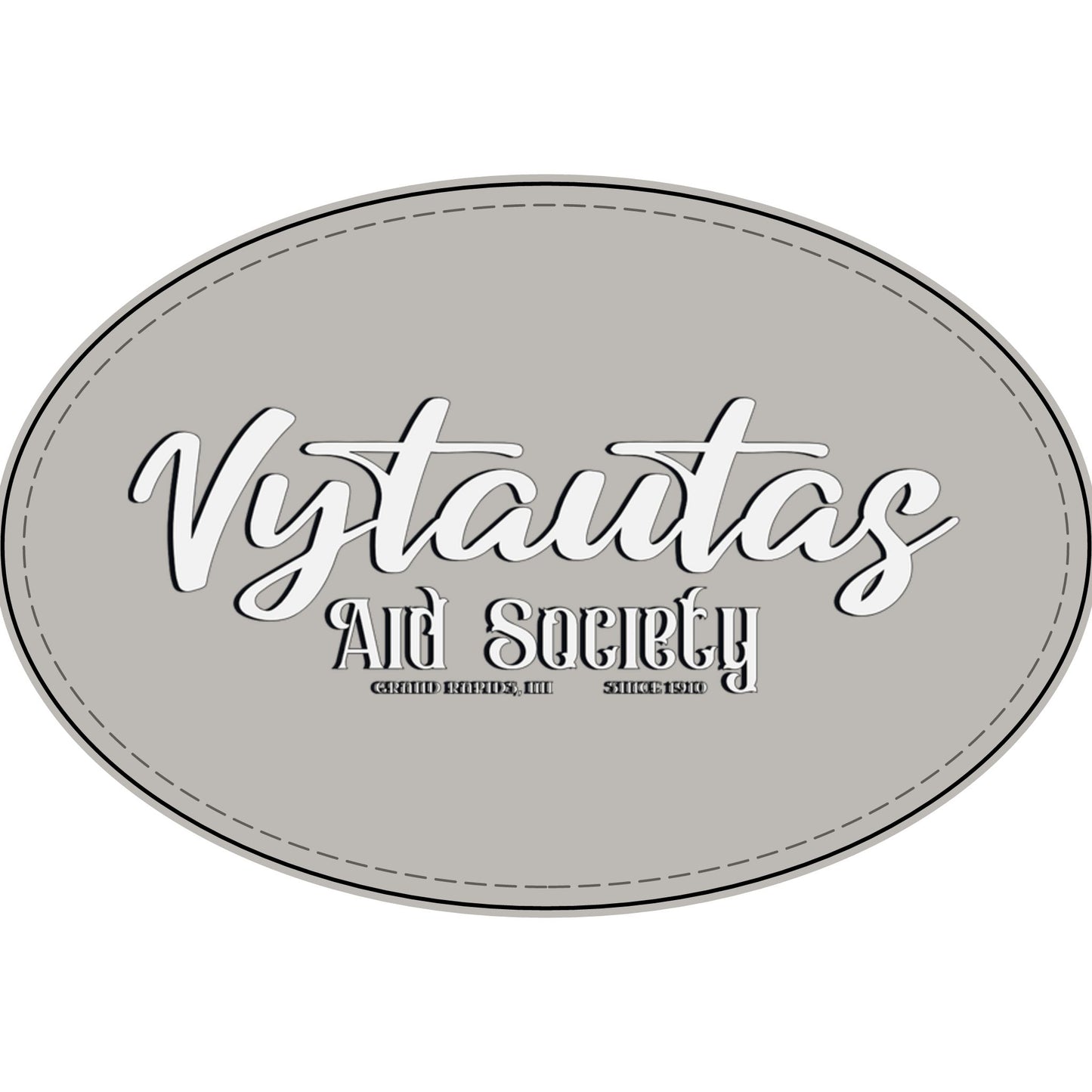 Faux Leather Patch — "Vytautas Aid Society" Engraved "Heat Press On" Badge
