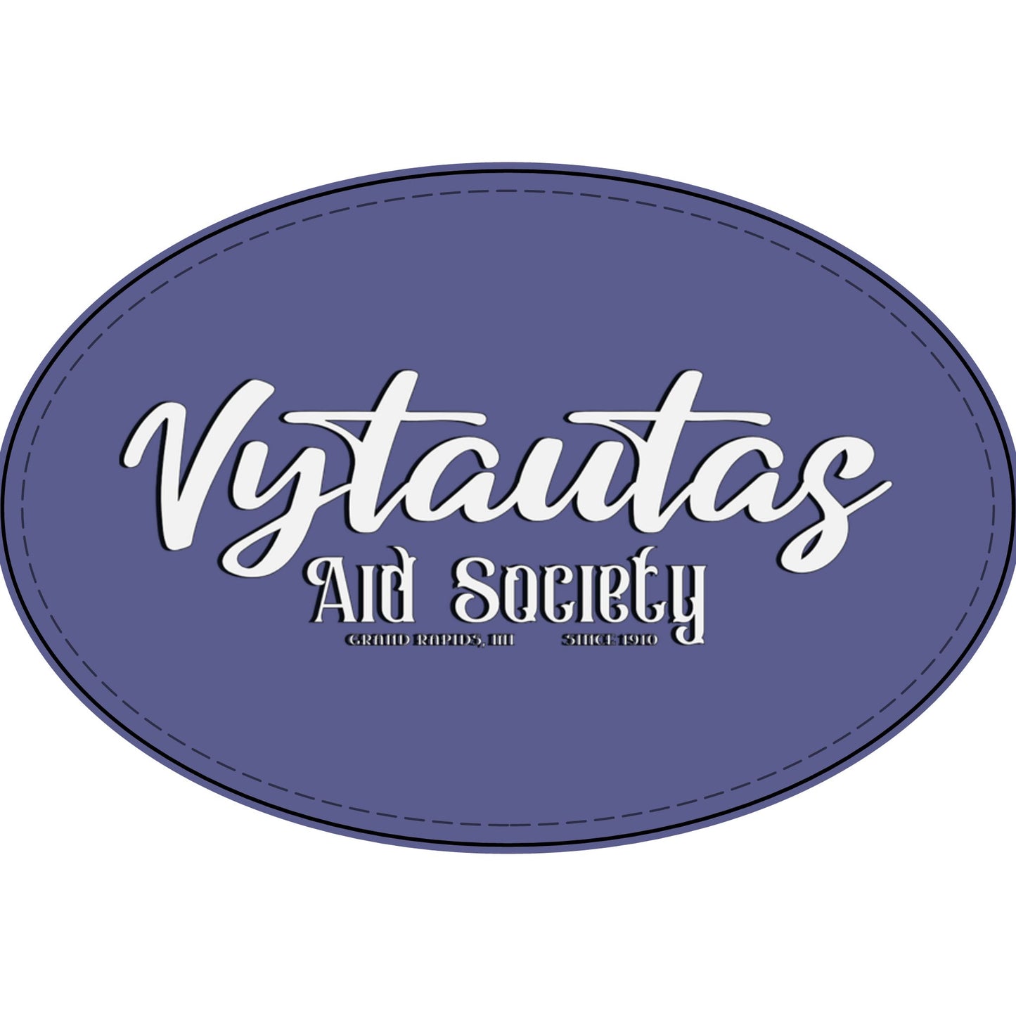 Faux Leather Patch — "Vytautas Aid Society" Engraved "Heat Press On" Badge