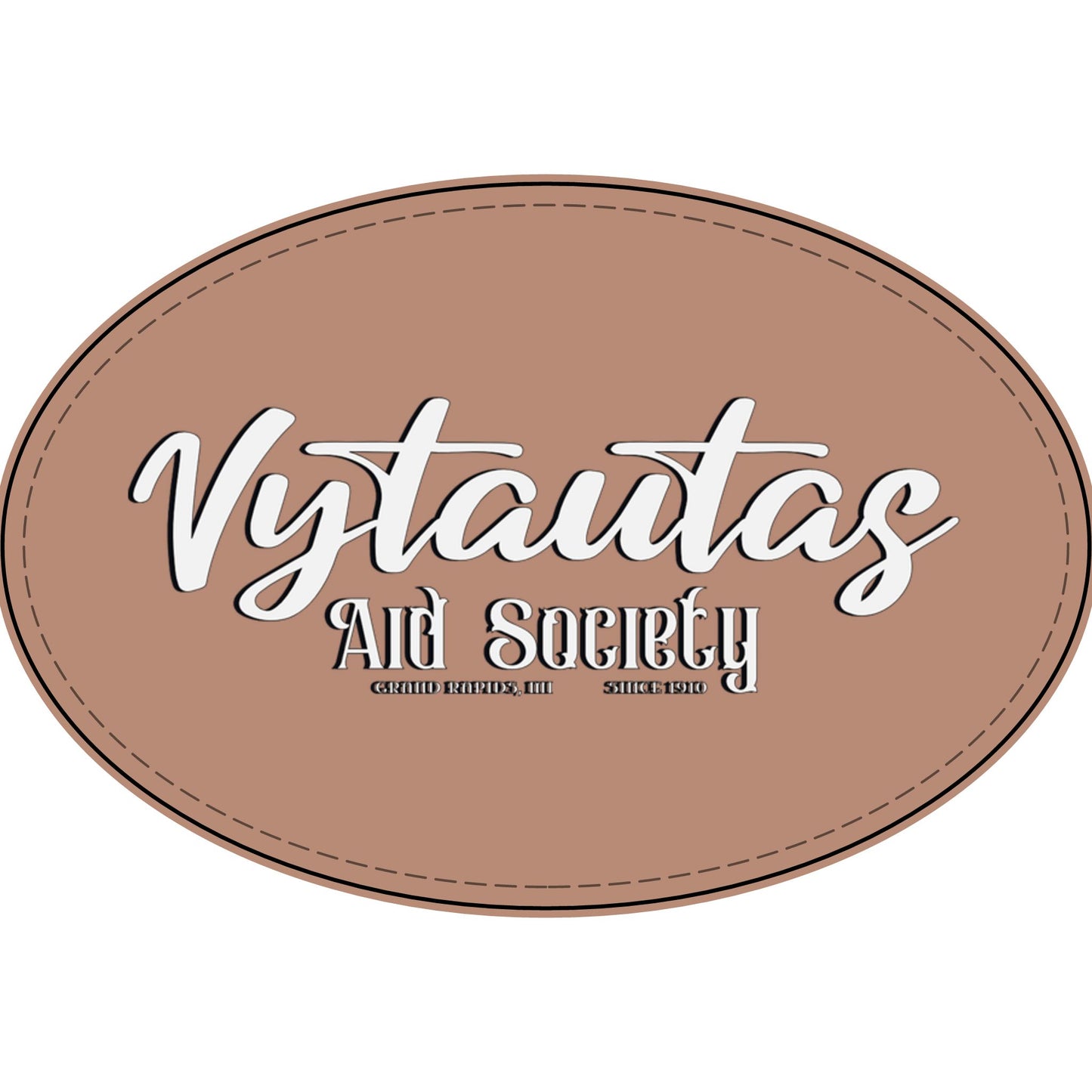Faux Leather Patch — "Vytautas Aid Society" Engraved "Heat Press On" Badge