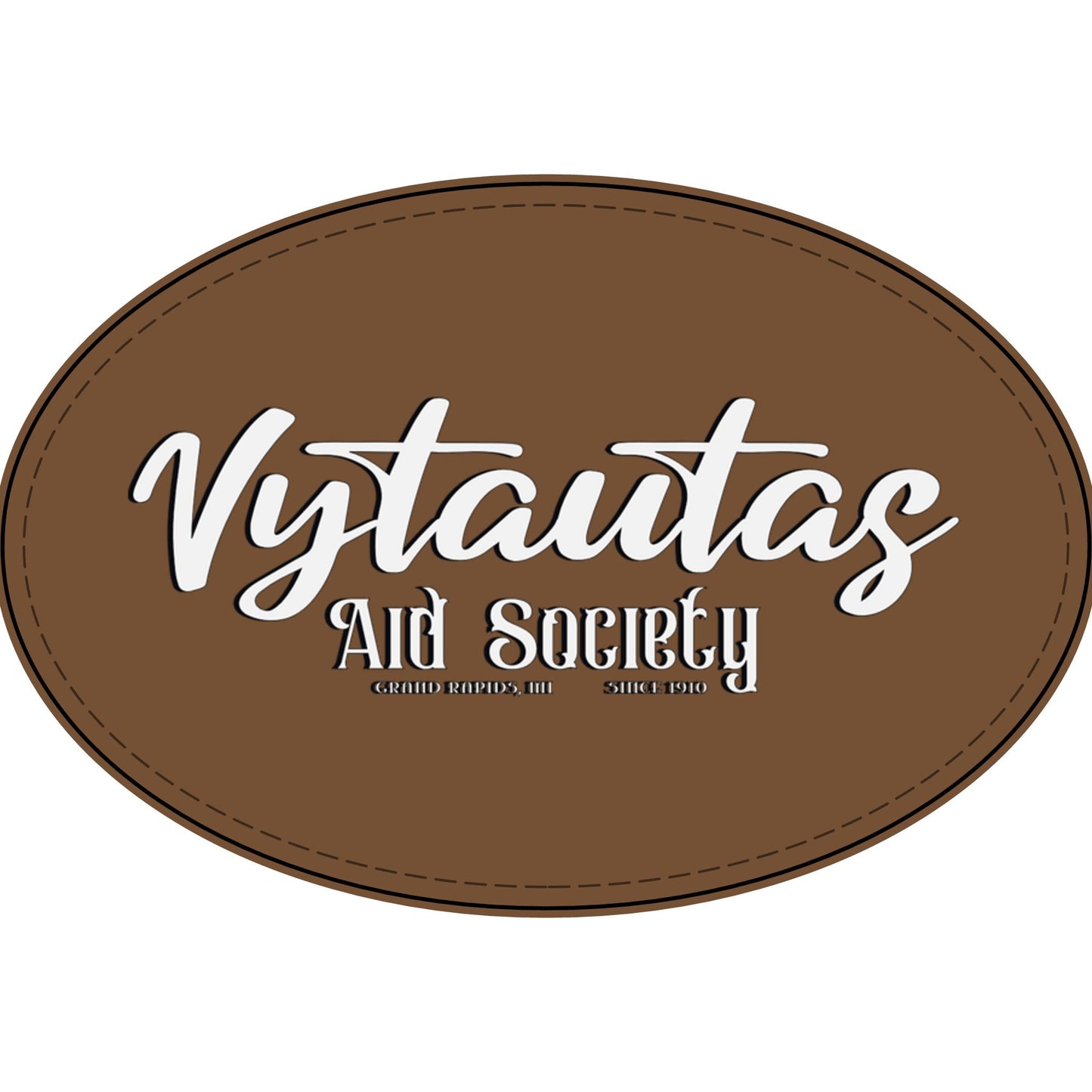 Faux Leather Patch — "Vytautas Aid Society" Engraved "Heat Press On" Badge