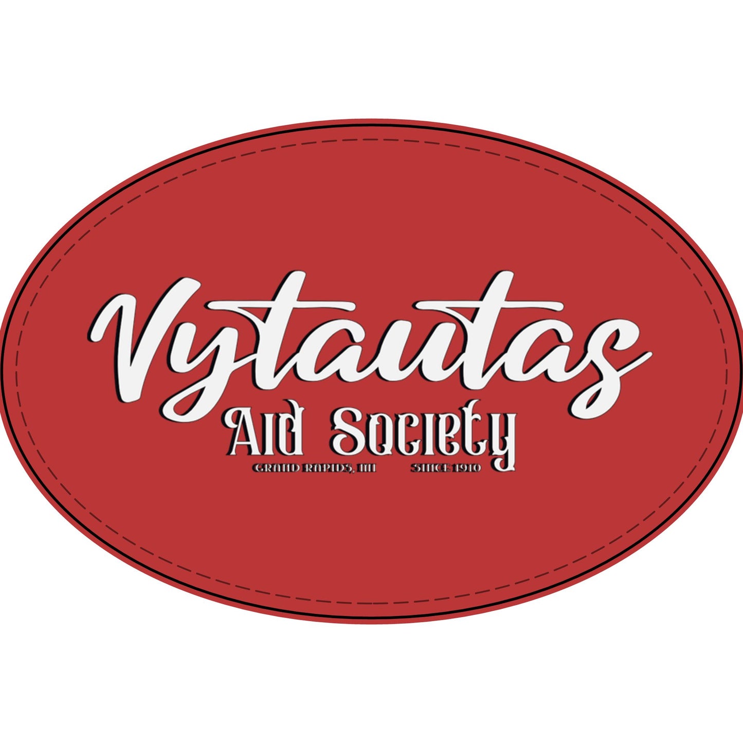 Faux Leather Patch — "Vytautas Aid Society" Engraved "Heat Press On" Badge