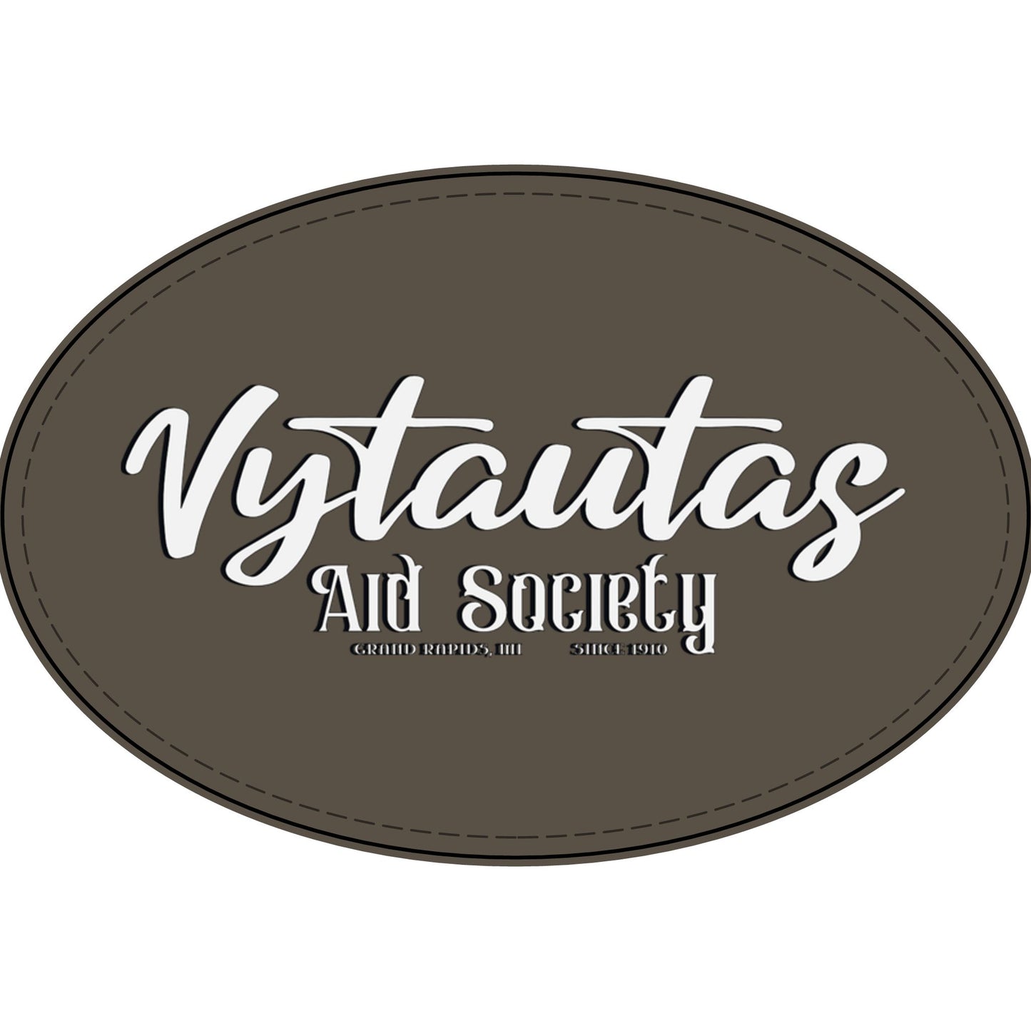 Faux Leather Patch — "Vytautas Aid Society" Engraved "Heat Press On" Badge