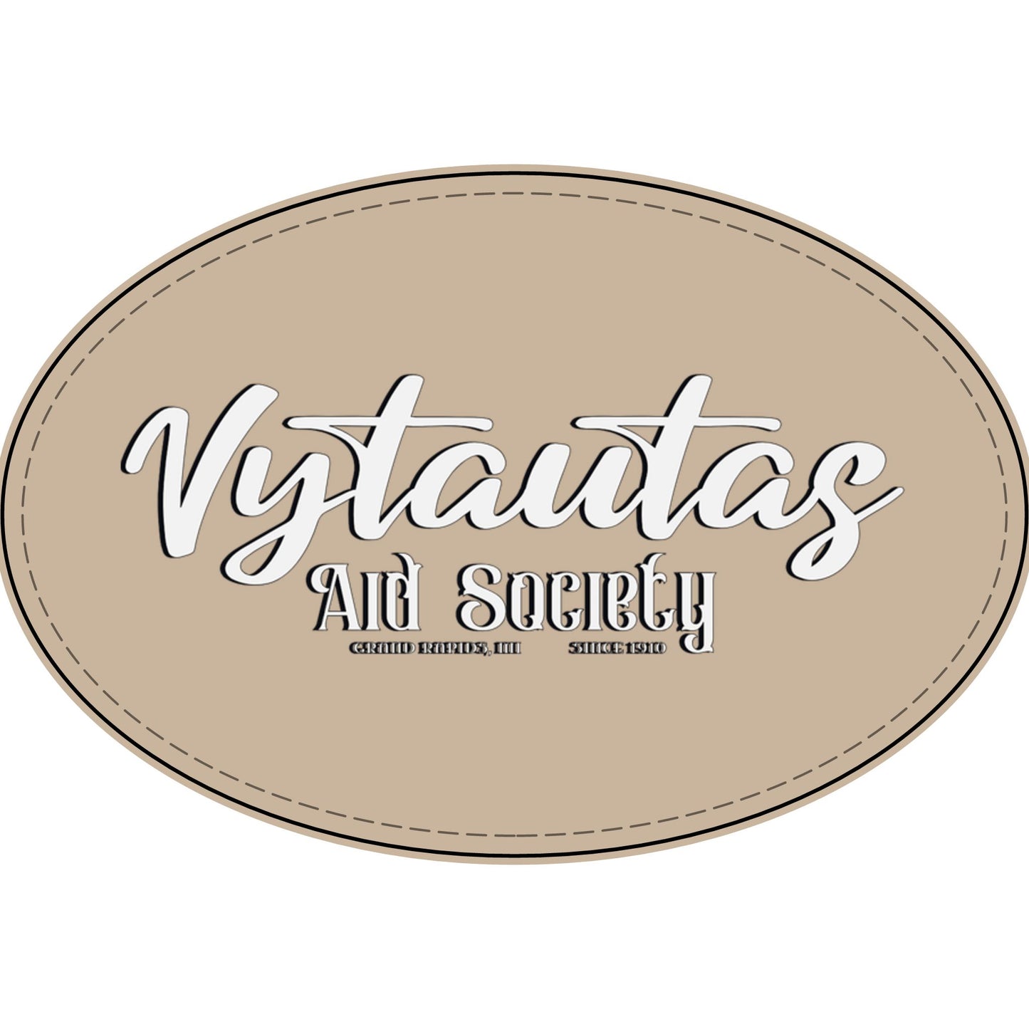 Faux Leather Patch — "Vytautas Aid Society" Engraved "Heat Press On" Badge