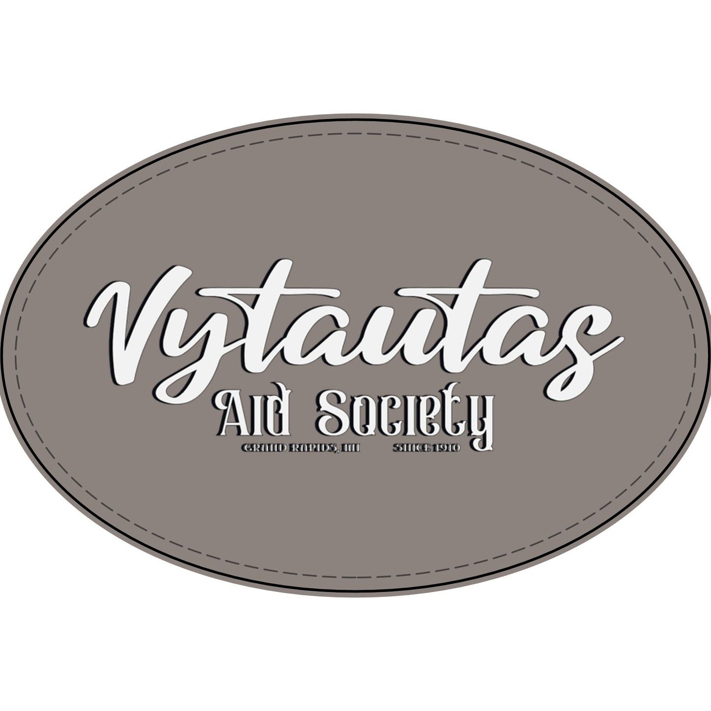 Faux Leather Patch — "Vytautas Aid Society" Engraved "Heat Press On" Badge