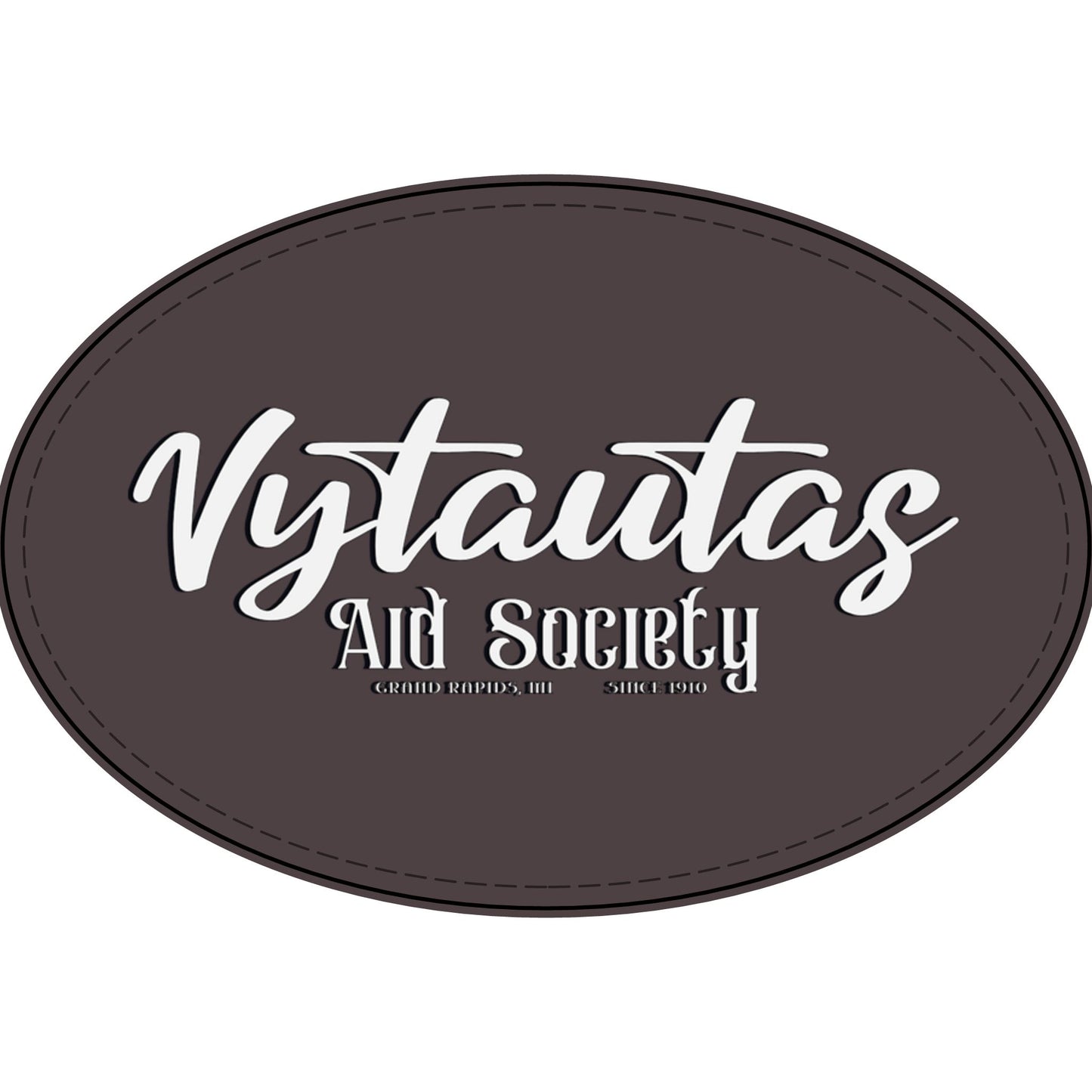 Faux Leather Patch — "Vytautas Aid Society" Engraved "Heat Press On" Badge