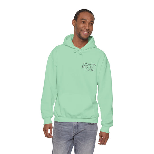 Do What Makes You Happy Hoodie — 'Happy Be Lucky' Minimal Clover Chest Print
