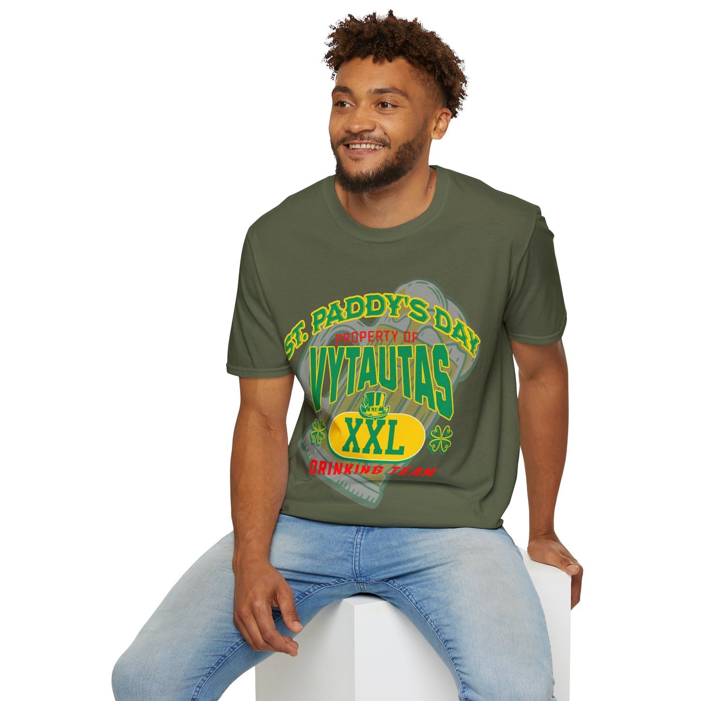 Vytautas St. Patrick's Day Leprechaun T-Shirt 2 — "Drinking Team" Green Beer & Shamrock Design