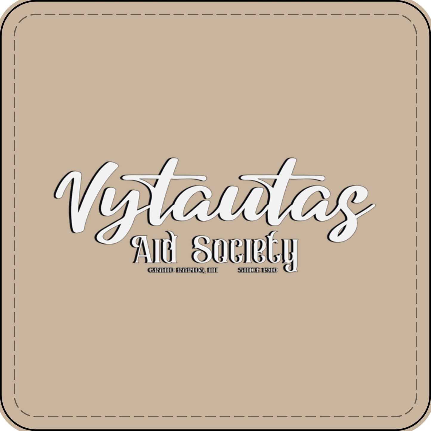 Faux Leather Patch — "Vytautas Aid Society" Engraved "Heat Press On" Badge