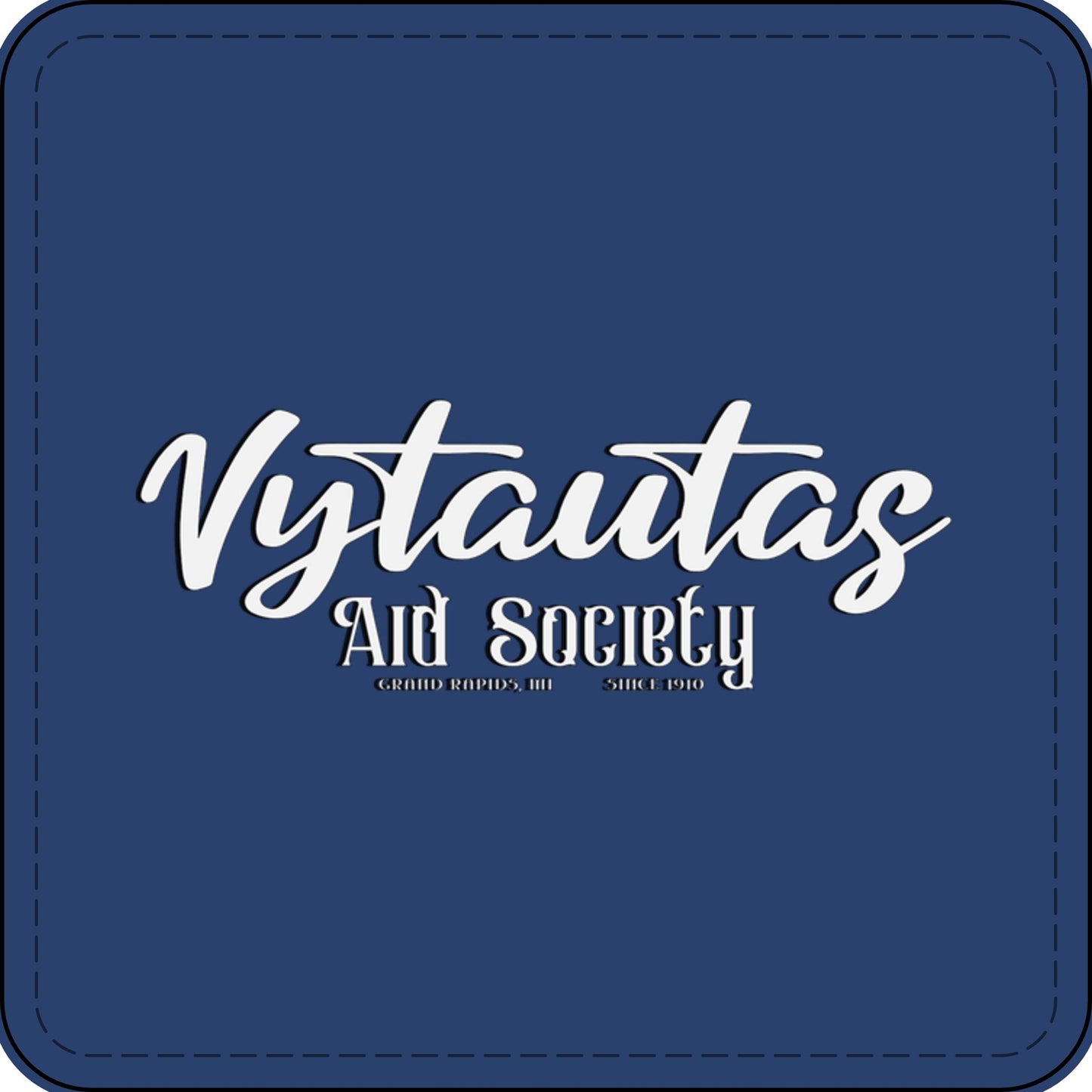 Faux Leather Patch — "Vytautas Aid Society" Engraved "Heat Press On" Badge
